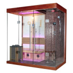 MUE-1389 Dry sauna with HARVIA 3 kW stove + Shower cabin with hydromassage and sauna function | Modern Design