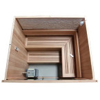 MUE-1241 Dry sauna with HARVIA 6kW heater | Natural Wood | Panoramic Glass
