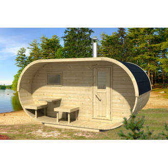 Oval Classic Outdoor Sauna for 5 people / Electric or Wood Burning Harvia Stove / High Quality Heat Treated Scandinavian Spruce