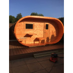 Oval Classic Outdoor Sauna for 5 people / Electric or Wood Burning Harvia Stove / High Quality Heat Treated Scandinavian Spruce