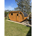 Oval Classic Outdoor Sauna for 5 people / Electric or Wood Burning Harvia Stove / High Quality Heat Treated Scandinavian Spruce