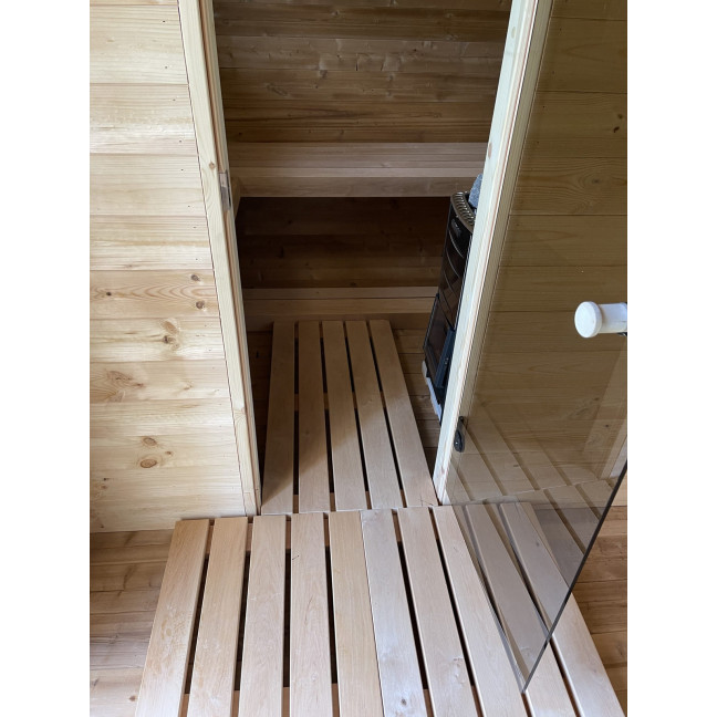 Oval Classic Outdoor Sauna for 5 people / Electric or Wood Burning Harvia Stove / High Quality Heat Treated Scandinavian Spruce