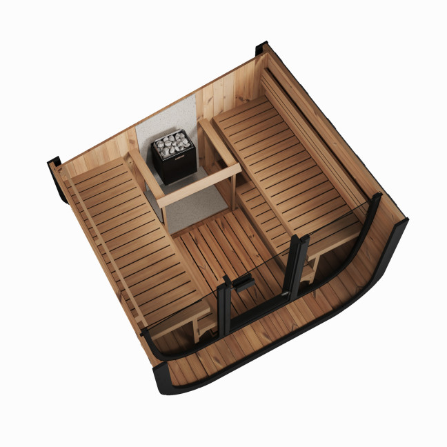 Icon 220 XL Garden Sauna (Full Glass Front Wall) for 4 people / Electric or Wood Burning Heater Harvia / High Quality