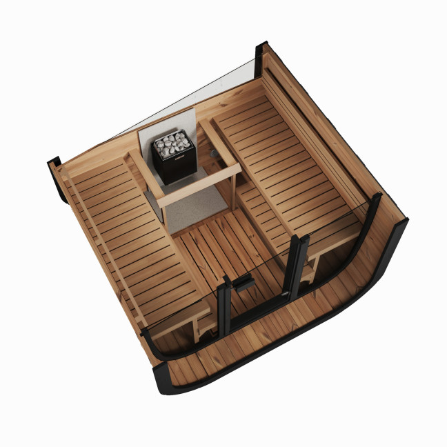 Icon 220 XL Garden Sauna (Full Glass Front Wall) for 4 people / Electric or Wood Burning Heater Harvia / High Quality