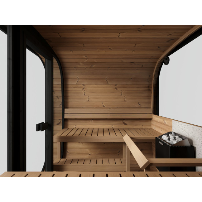 Icon 220 XL Garden Sauna (Full Glass Front Wall) for 4 people / Electric or Wood Burning Heater Harvia / High Quality