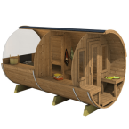 Barrel Sauna Sauna 400 Luxury (Half-Moon Glass) Outdoor 4-person / Electric or Wood-Burning Heater Harvia 400