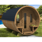 Barrel Sauna Sauna 400 Luxury (Half-Moon Glass) Outdoor 4-person / Electric or Wood-Burning Heater Harvia 400