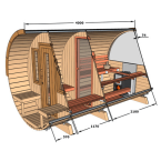 Barrel Sauna Sauna 400 Luxury (Half-Moon Glass) Outdoor 4-person / Electric or Wood-Burning Heater Harvia 400