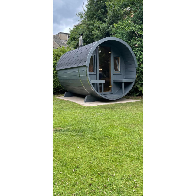 Barrel Sauna 280 Delux (Full Front Glass) Outdoor for 4 persons / Electric or Wood-Burning Heater Harvia 400 / High Quality