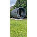 Barrel Sauna 280 Delux (Full Front Glass) Outdoor for 4 persons / Electric or Wood-Burning Heater Harvia 400 / High Quality