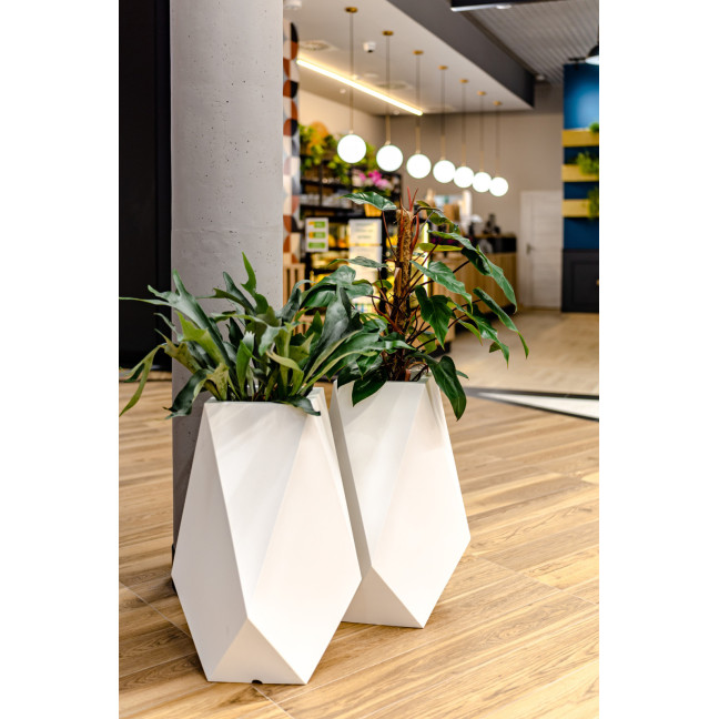 White garden pot Volcano with lighting