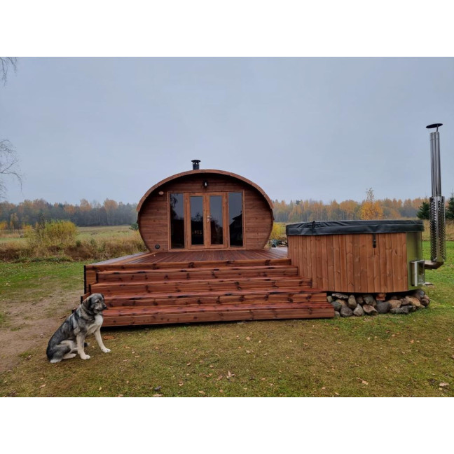 Oval Sauna Frodo 500 Outdoor for 8 people / Electric or Wood Burning Harvia Stove / High Quality Heat Scandinavian