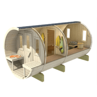 Barrel Sauna Garden Sauna 400 for 7 persons / Electric or Wood-Burning Harvia Stove  / High Quality Scandinavian Spruce