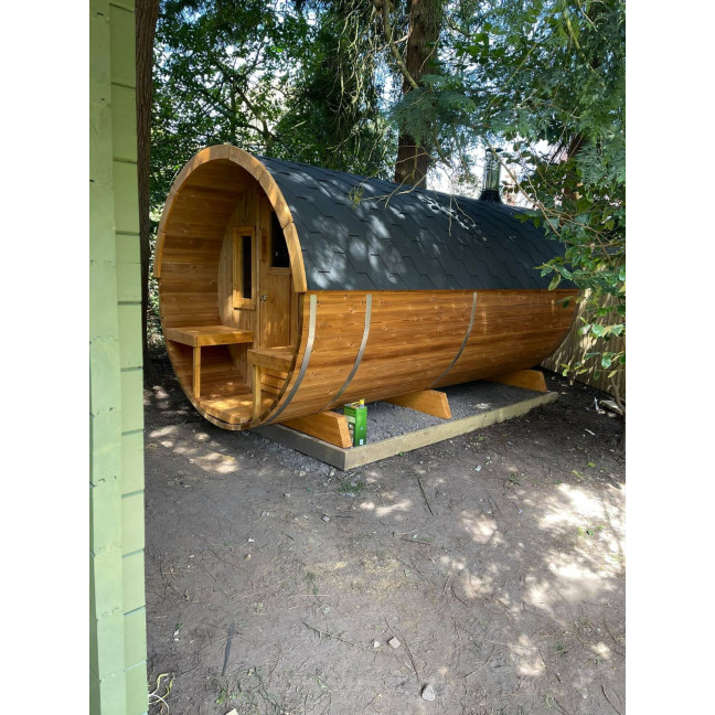 Barrel Sauna Garden Sauna 400 for 7 persons / Electric or Wood-Burning Harvia Stove  / High Quality Scandinavian Spruce