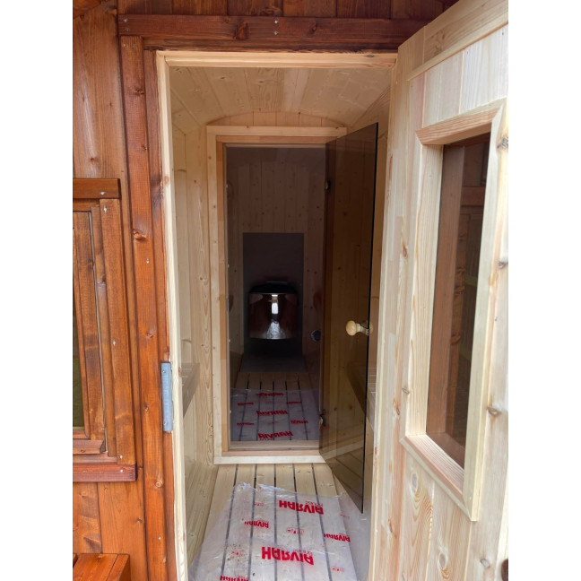 Barrel Sauna Garden Sauna 400 for 7 persons / Electric or Wood-Burning Harvia Stove  / High Quality Scandinavian Spruce