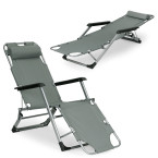 Beach Chair 2-in-1 Garden Lounge Chair | Folding lounge chair for balcony or patio Beige/Black/Blue/Grey |garden chair,