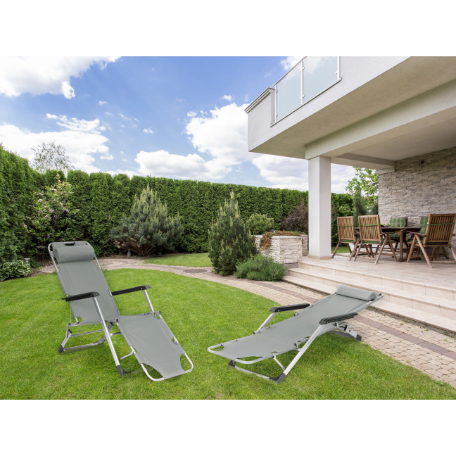 Beach Chair 2-in-1 Garden Lounge Chair | Folding lounge chair for balcony or patio Beige/Black/Blue/Grey |garden chair,