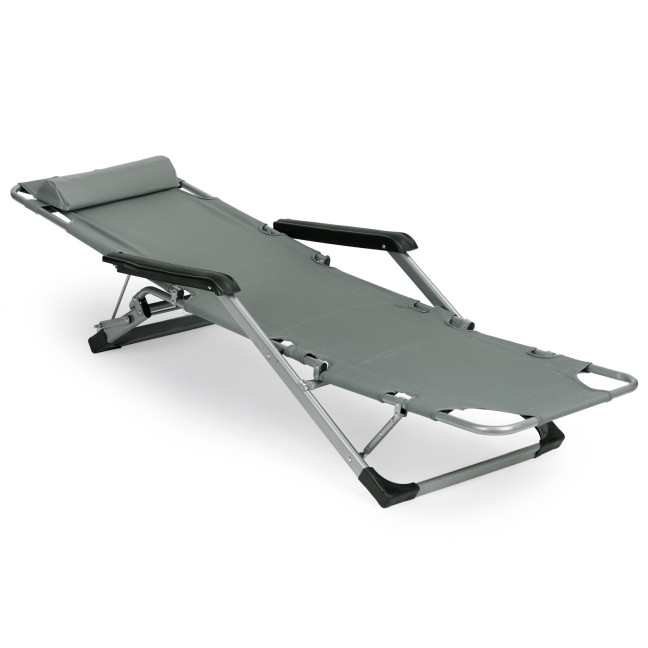 Beach Chair 2-in-1 Garden Lounge Chair | Folding lounge chair for balcony or patio Beige/Black/Blue/Grey |garden chair,