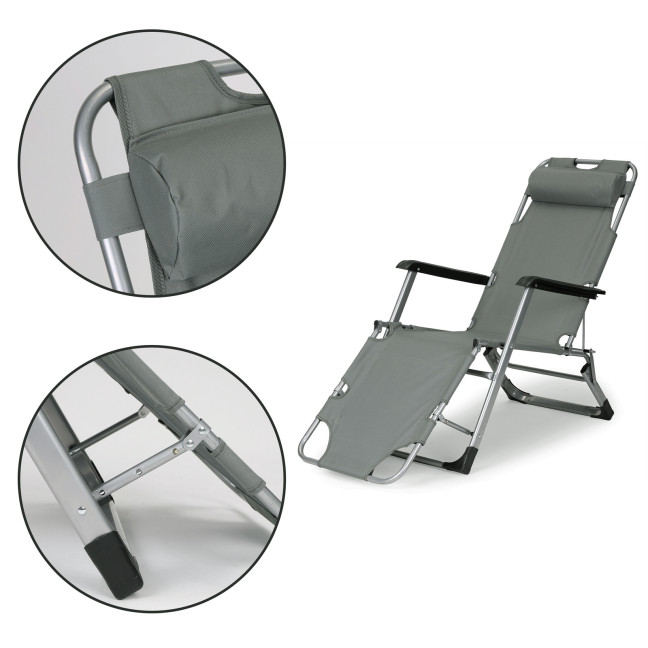 Beach Chair 2-in-1 Garden Lounge Chair | Folding lounge chair for balcony or patio Beige/Black/Blue/Grey |garden chair,
