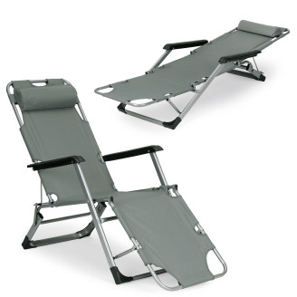 Beach Chair 2-in-1 Garden Lounge Chair | Folding lounge chair for balcony or patio Beige/Black/Blue/Grey | garden chai