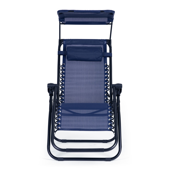 Beach Garden Lounger | Adjustable backrest with movable canopy for patio or balcony Beige/Grey/Blue | Garden furniture,