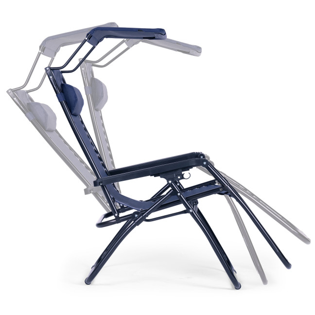 Beach Garden Lounger | Adjustable backrest with movable canopy for patio or balcony Beige/Grey/Blue | Garden furniture,