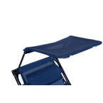 Beach Garden Lounger | Adjustable backrest with movable canopy for patio or balcony Beige/Grey/Blue | Garden furniture
