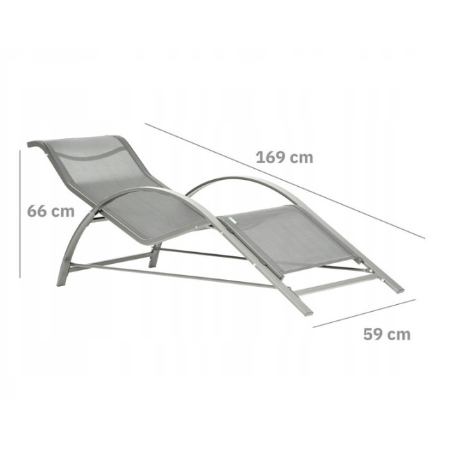 Garden Lounger Set with Side Table | Loungers with side table for patio or balcony Black/Grey | Garden table