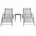 Garden Lounger Set with Side Table | Loungers with side table for patio or balcony Black/Grey | Garden table, patio