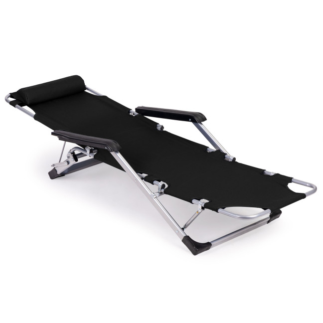 Beach Chair 2-in-1 Garden Lounge Chair | Folding lounge chair for balcony or patio Beige/Black/Blue/Grey | garden chair,