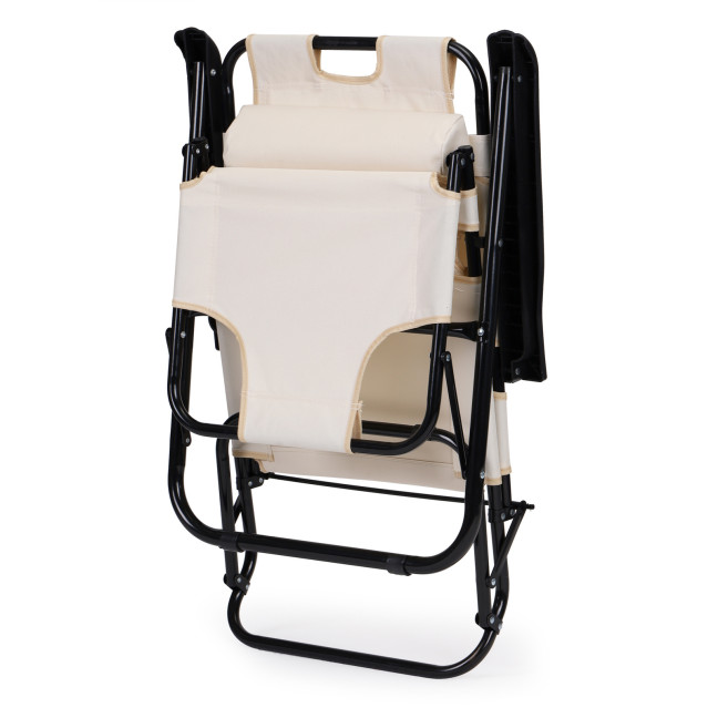 Garden Lounger with Headrest | Folding beach lounger for balcony or patio Green/Black/Blue/Beige | Garden furniture