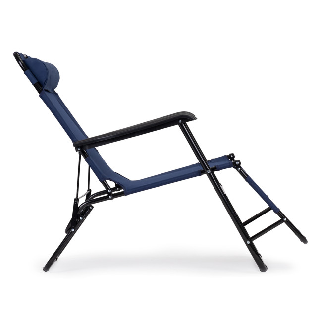 Garden Lounger with Headrest | Folding beach lounger for balcony or patio Green/Black/Blue/Beige | Garden furniture