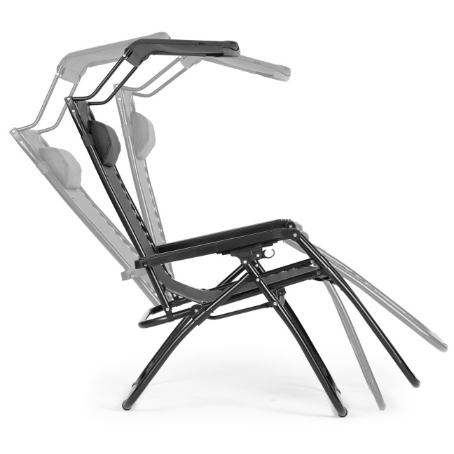 Beach Garden Lounger | Adjustable backrest with movable canopy for patio or balcony Beige/Grey/Blue | Garden furniture
