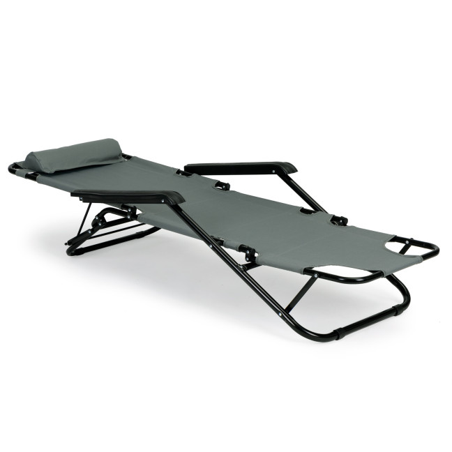 Garden Lounger with Headrest | Folding beach lounger for balcony or patio Green/Black/Blue/Beige | Garden furniture, relaxation