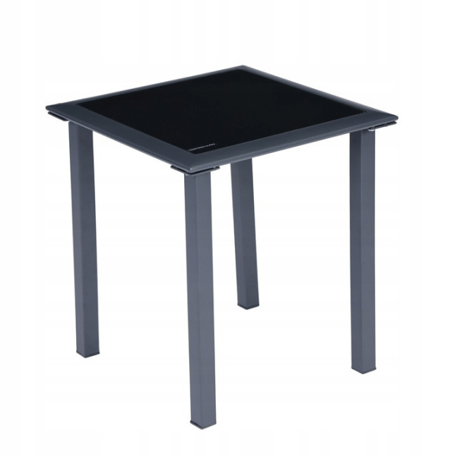 Garden Lounger Set with Side Table | Loungers with side table for patio or balcony Black/Grey | Garden table
