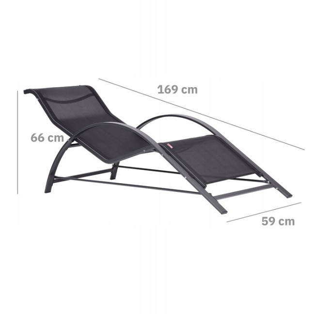 Garden Lounger Set with Side Table | Loungers with side table for patio or balcony Black/Grey | Garden table