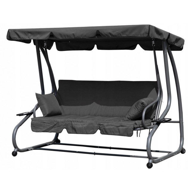 MultiGarden Folding 3-Person Garden Swing with Cushions - Grey | Garden furniture, relaxation, modern style