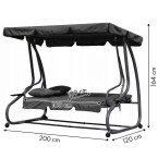 MultiGarden Folding 3-Person Garden Swing with Cushions - Grey | Garden furniture, relaxation, modern style
