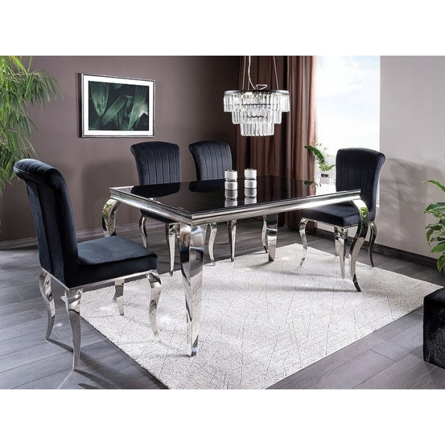 PRINCE VELVET chair Chrome/Black