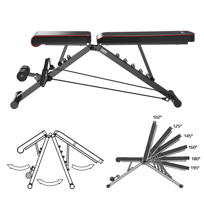 L1217 ADJUSTABLE EXERCISE BENCH WITH HMS CABLES