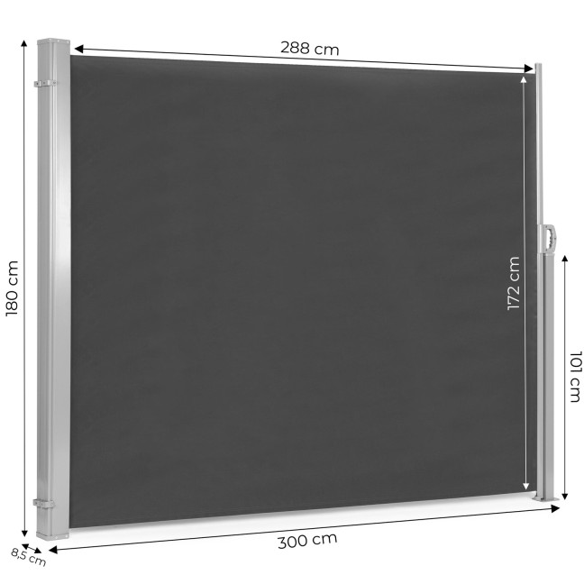 Foldable Side Awning MultiGarden 300x180 cm Anthracite - Privacy Screen for Terrace and Garden