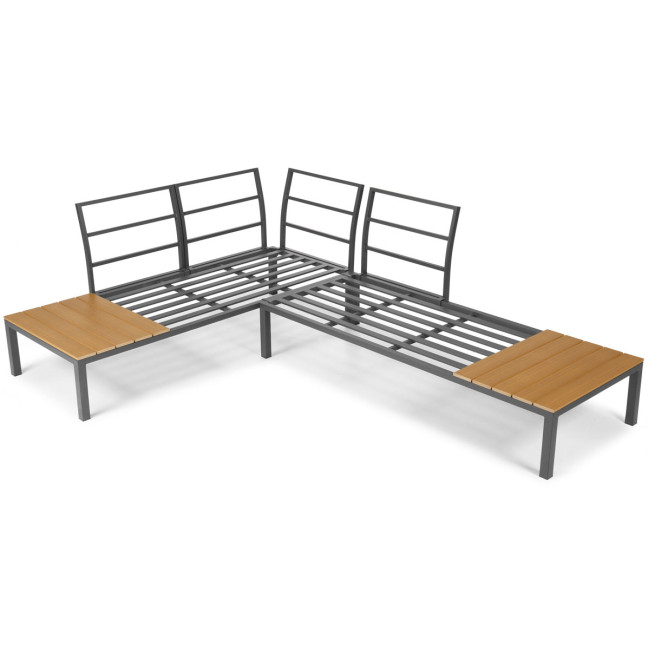 LAGOS Garden Corner Sofa with Lounger Function - Grey | Garden corner sofa, relaxation set, comfort on the patio