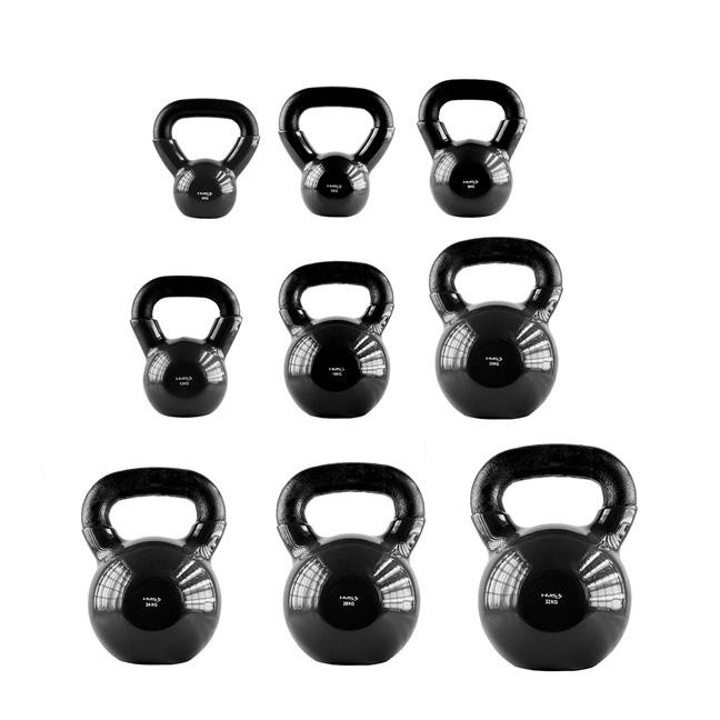 KNV12 BLACK KETTLEBELL CAST IRON VINYL-COATED HMS