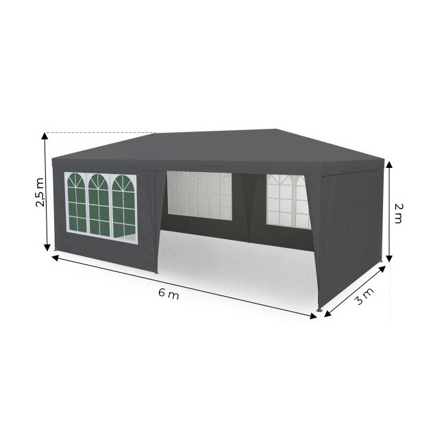 MultiGarden Grey Commercial Garden Pavilion Tent 3x6 m with 6 Walls | Garden furniture, relaxation, modern style