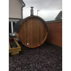 Barrel Outdoor Sauna 220 for 4 persons / Electric or Wood-Burning Harvia Stove  / High Quality Scandinavian Spruce (Thermwood)